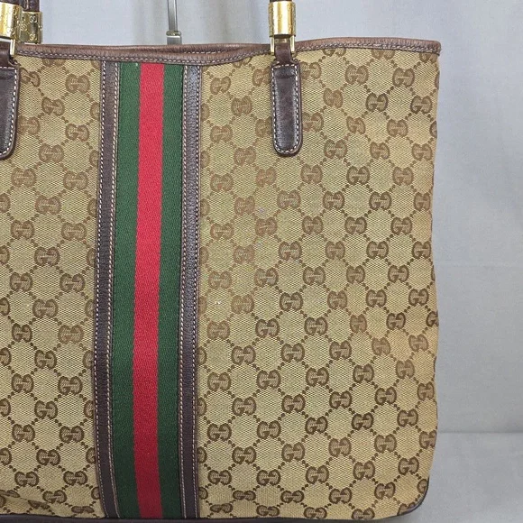 ✨️GUCCI GG Canvas Web Sherry Line Tote Bag - Picture 4 of 16